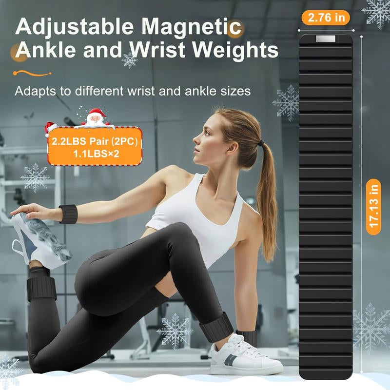 2025 Upgraded Magnetic Ankle & Wrist Weights for Women & Men Silicone Waterproof Non-Slip Adjustable Straps Ideal for Jogging Yoga Pilates Secure Magnetic Closure Comfortable Odor-Resistant